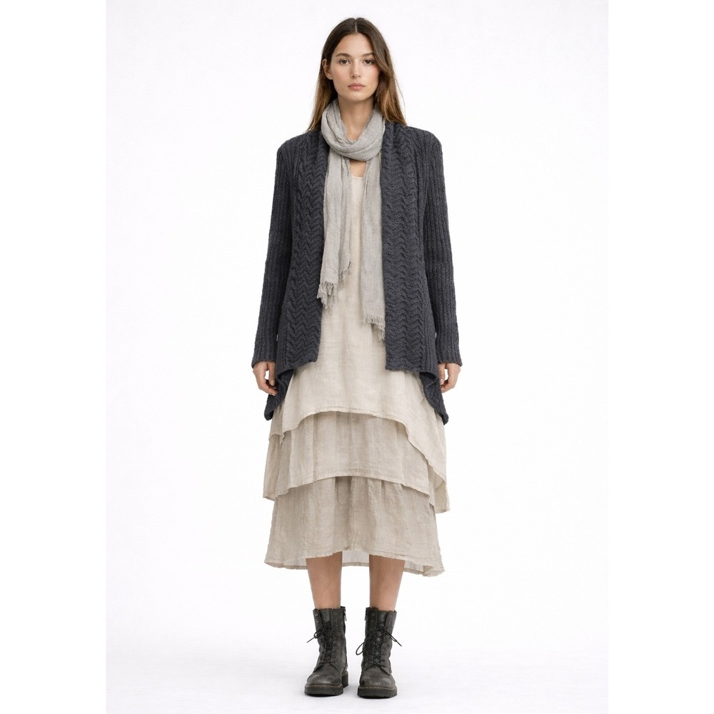 Catherine Lillywhite Italy Wool Alpaca Fisherman Cable Knit Cardigan Sweater XS